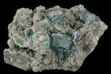 Green Fluorite Crystals on Quartz - China #121998-1
